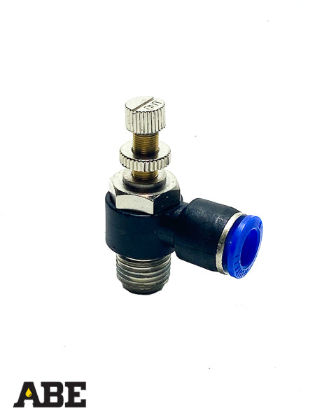 1/4 BSPT X 8MM, 90 Degree Flow Control